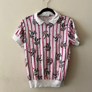 NEW YORK KNITWORKS INC., Vintage Striped Panda Collared Top